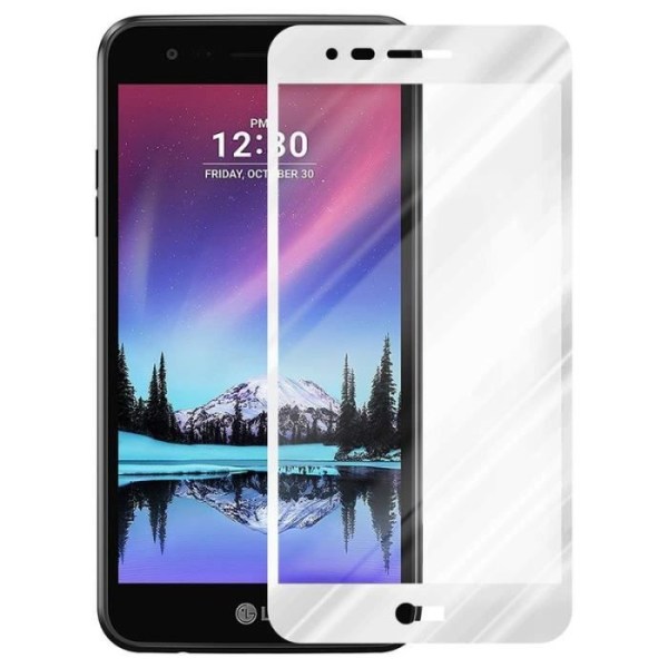 Cadorabo Tempered Glass LG K4 2017 Full Film Screen Protection Glas Display Protectors TRANSPARENT med VIT