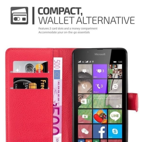 Cadorabo Cadorabo Fodral till Nokia Lumia 540 Röd Fodral Nokia Lumia 540 Fodral Nokia Lumia 540 Plånbok