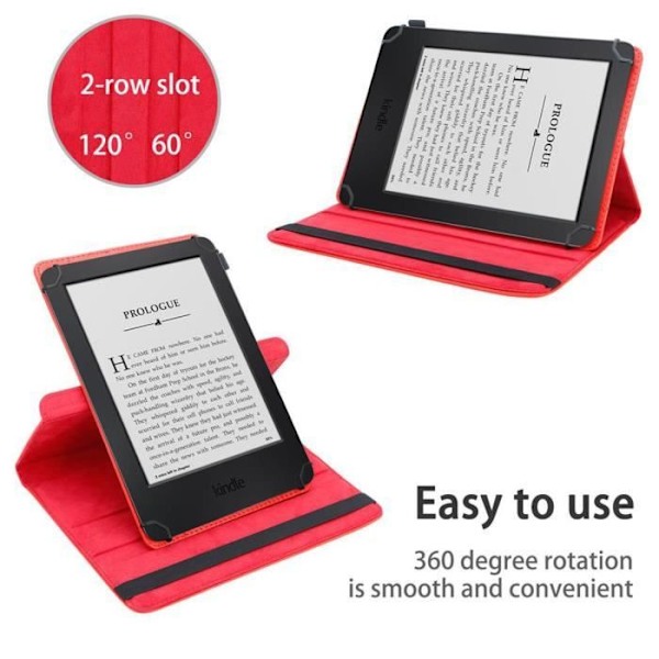 Tablet fodral - CADORABO - Kindle Voyage 2014 - Röd - Syntetiskt läder - 360° skydd Röd