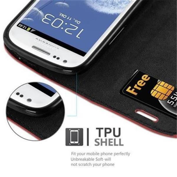 Cadorabo Fodral Samsung Galaxy S3 MINI RÖD Osynlig MAGNETISK STÄNGNING Fodral Fodral Stöder Stand Card Slot