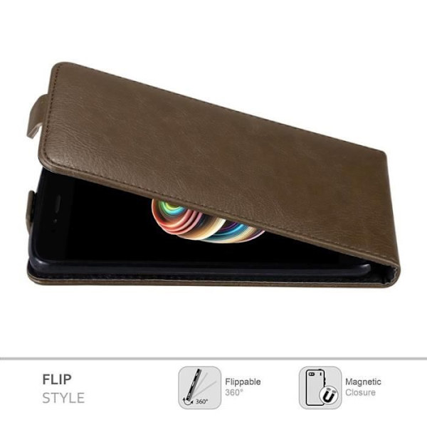 Coque - CADORABO - Xiaomi Mi A1 / 5X - Syntetiskt läder - Brun - Magnetstängning kastanj