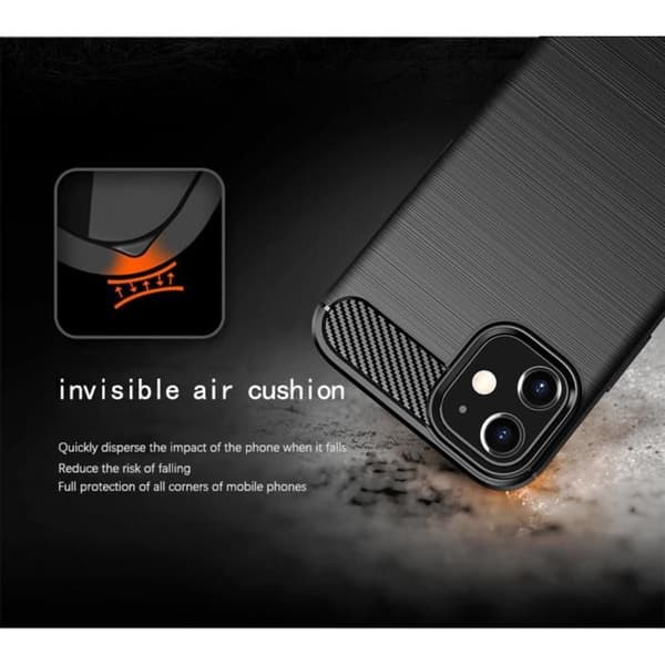 iPhone 12 MINI Fodral Borstad Svart Kolfiber Design Skydd Svart
