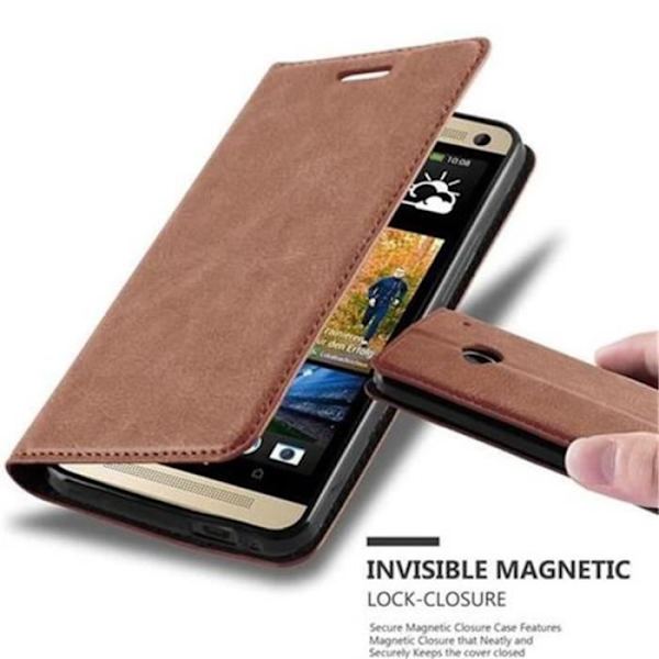 Cadorabo Fodral för HTC ONE M7 (1. Gen) MEDELBRUNT Osynlig magnetisk STÄNGNING Fodral Fodral stöder stativ och kortplats