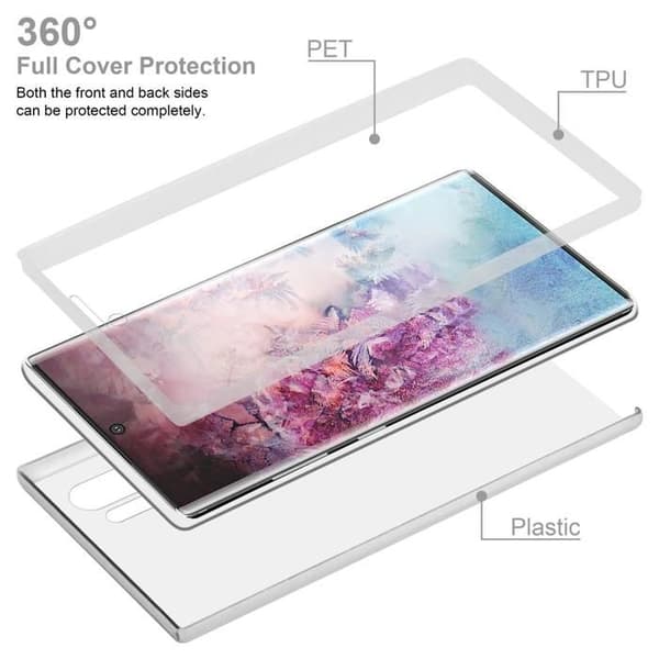 Transparent skydd för Samsung Galaxy NOTE 10 PLUS, helskydd Vit