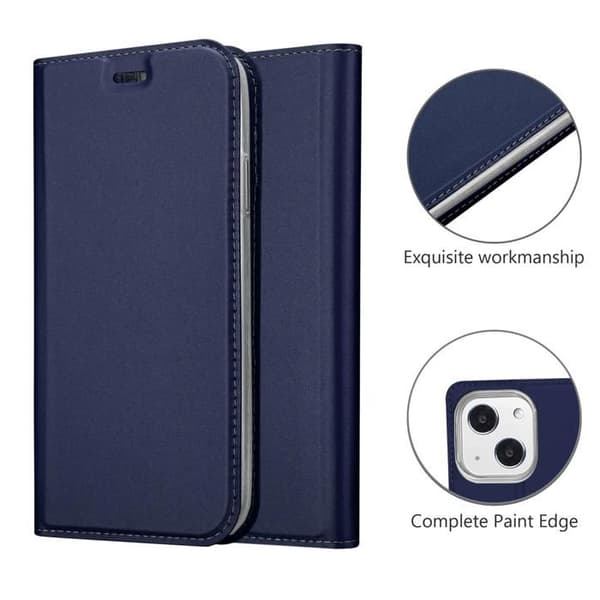 Flip-fodral för iPhone 13 i MÖRKBLAU CLASSY Plånbok Stötsäker Blå