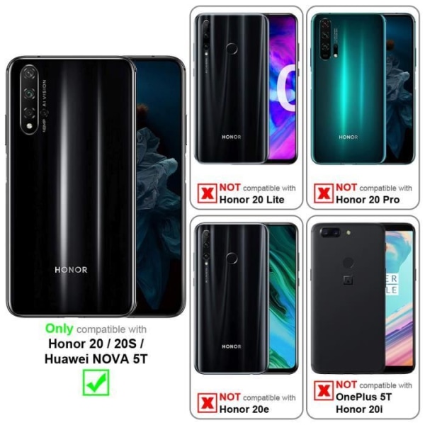 Coque - CADORABO - Honor 20 / 20S / Huawei NOVA 5T - Syntetiskt läder - Magnetstängning - Ställfunktion KOLSVART