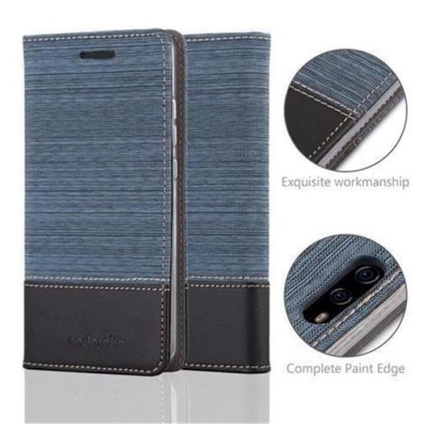 Skyddsfodral för Huawei P10 Plus - Cadorabo - Tyg-PU-design - Flip-fodral - Mörkblå Mörkblå
