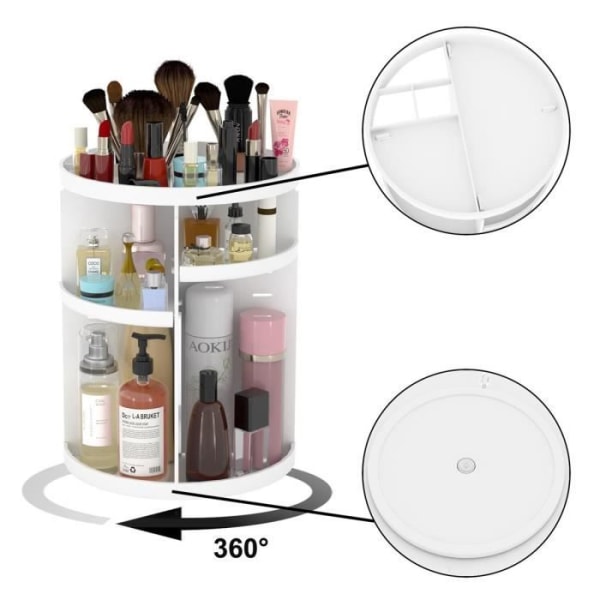 Sminkbox 360 graders roterande makeuporganisator Vit Intirilife