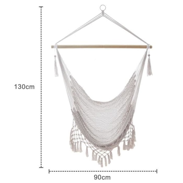 Hängande stol - INTIRILIFE - Mackramé bomull - Beige - Avkoppling Beige