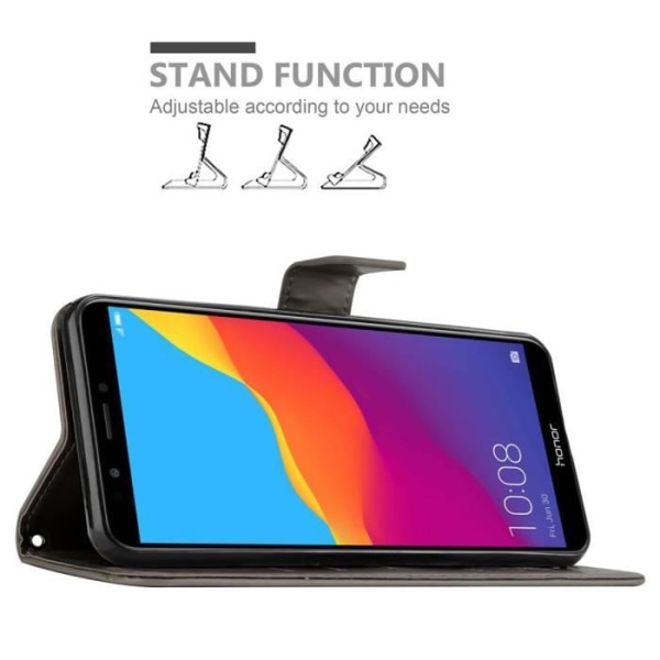 Coque för Honor 7C - CADORABO - Grå Blommig - PU-läder - Ställfunktion - Platser för kort Blommig grå
