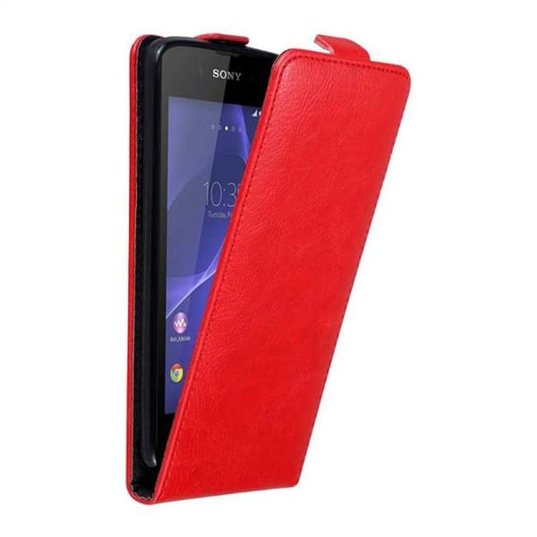 Etui för Sony Xperia E3 Flip Case i ÄPPLE RÖD Skydd ÄPPELRÖD