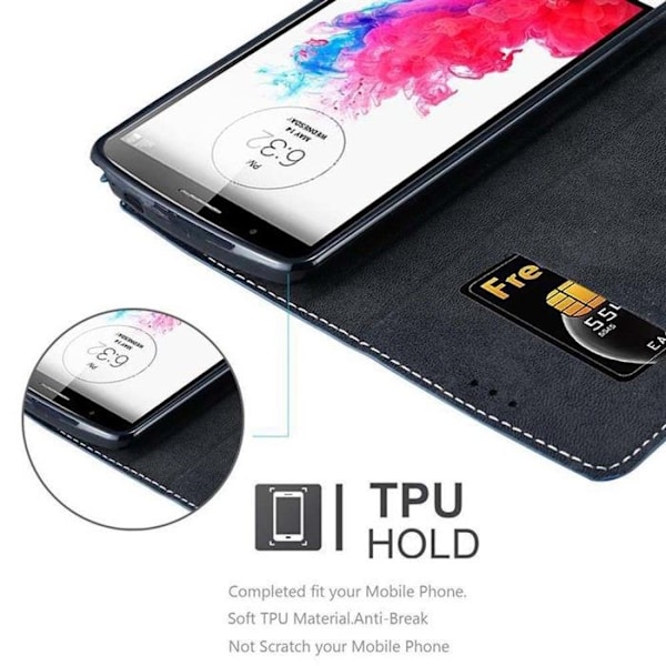 Coque för LG G3 Fodral i BLÅ BRUN Etui Skydd magnetisk stängning med stöd funktion Blå