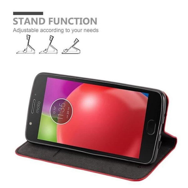 Lenovo (Motorola) MOTO E4-fodral i APPLE RED från Cadorabo (INVISIBLE MAGNETIC CLOSURE Design) Fodral med fullständigt skydd