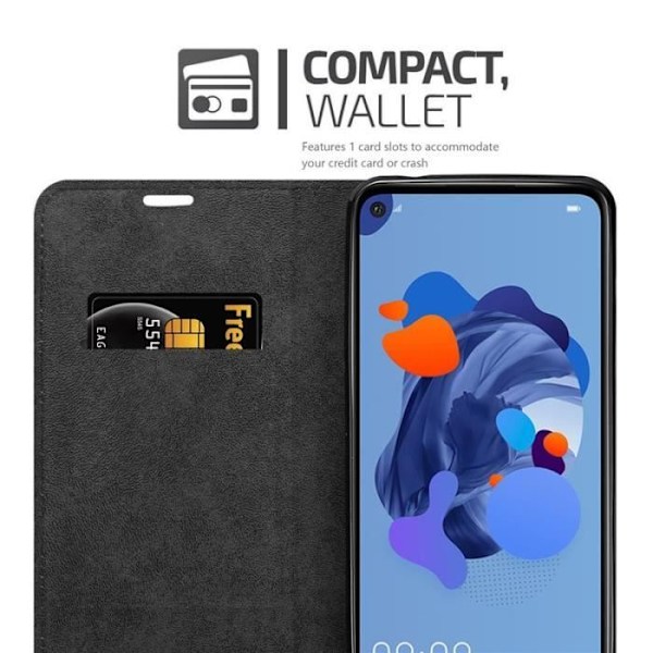 Étui - CADORABO - Huawei MATE 30 LITE - Syntetiskt läder svart - Magnetisk stängning - Ställfunktion Svart