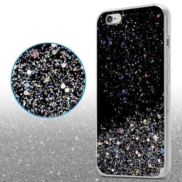 iPhone 6 PLUS / 6S PLUS Skal Svart med Glitter Skydd Design Glittrande Svart