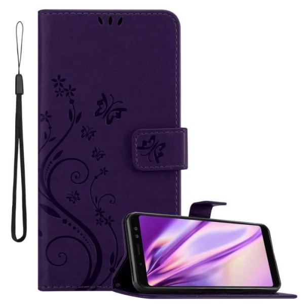 Cadorabo Fodral för Samsung Galaxy A8 2018 i MÖRK LILAC BLOMMA Cover Protection Blommig