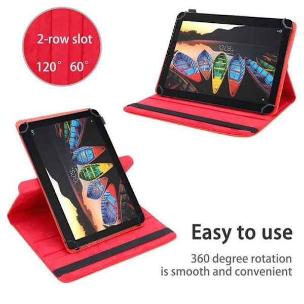Cadorabo Tablet Case för Lenovo Tab 3 10 Business (10,1 Zoll) i rött 360 graders skyddsfodral Stativ i konstläder