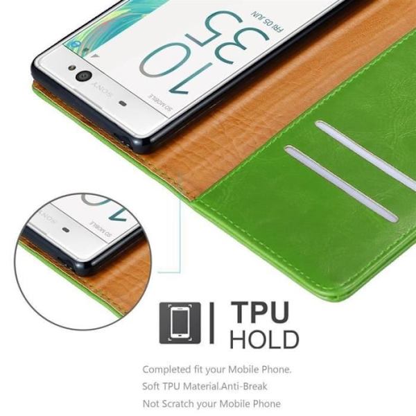 Fodral till Sony Xperia XA - CADORABO - Grön - Imiterat läder - Stativfunktion - Kortfack Grön