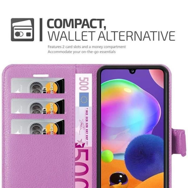 Fodral - CADORABO - Samsung Galaxy A31 - Läderimitation - Lila - Stativfunktion Lila