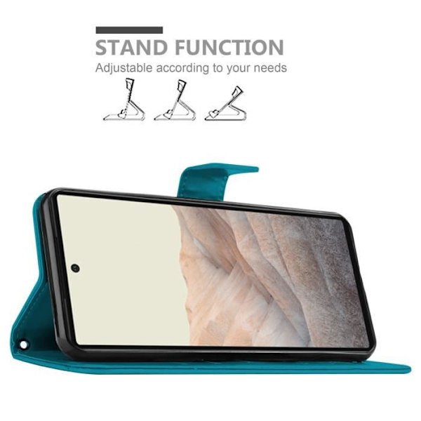 Coque - CADORABO - Google PIXEL 6 - Simili skinn - Blå blommig - Plånboksfodral med Ställfunktion BLOMMA BLÅ