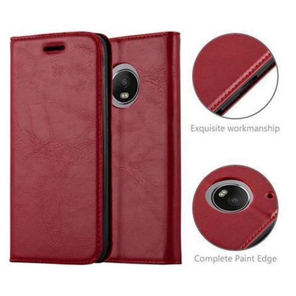 Skyddsfodral för Motorola MOTO G5 PLUS Fodral i RÖD ÄPPLE Plånboksfodral Wallet Röd