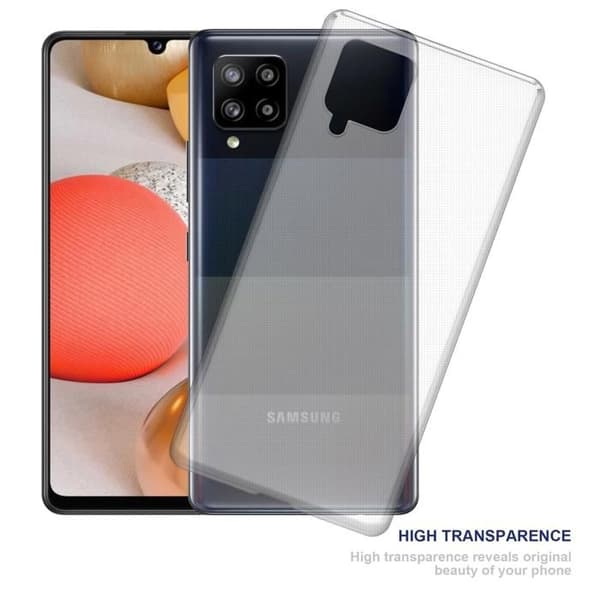 Transparent stötsäker silikonfodral för Samsung Galaxy A42 4G Vit