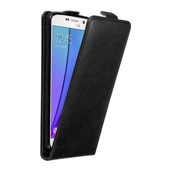 Coque - CADORABO - Samsung Galaxy NOTE 5 - Syntetiskt läder - Magnetstängning - Heltäckande skydd Svart