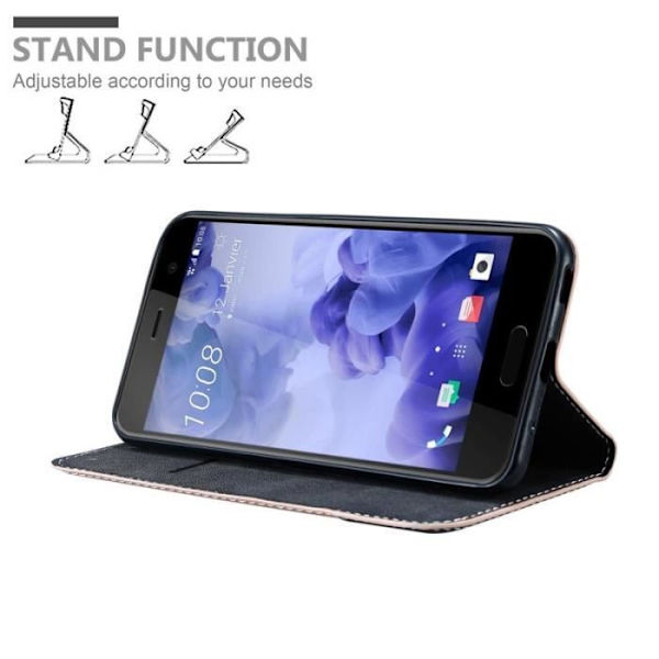 Plånboksfodral - CADORABO - HTC U PLAY - Läderimitation - Magnetisk stängning - Tvåfärgad design Svart