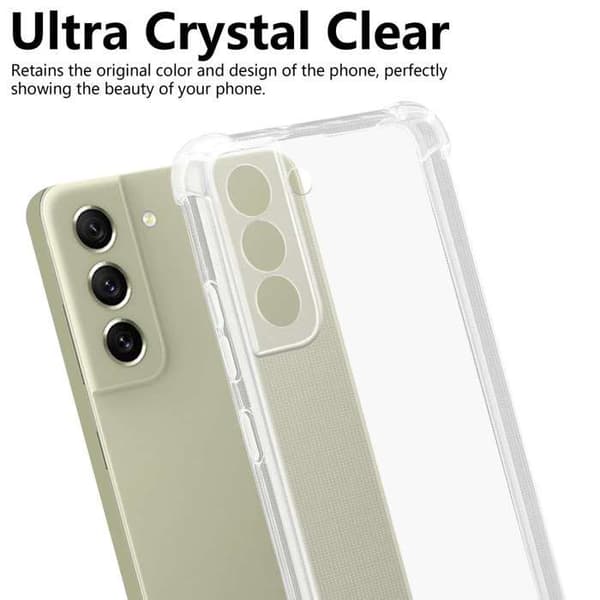Transparent stötsäker silikonfodral för Samsung Galaxy S21 FE Vit