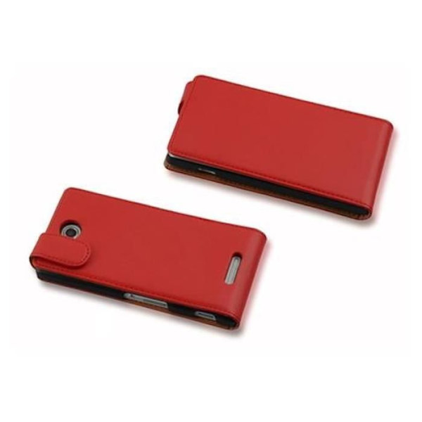Fodral för Sony Xperia C i CHERRY RED Skyddande flipfodral i slät plånbok i konstläder