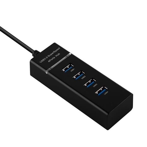 4 USB 3.0-portar multi-interface Plug & Play USB 3.0-port USB-C laddningsport bärbara datorer i SVART Cadorabo
