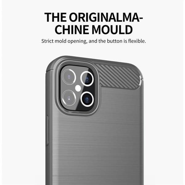 Skal för iPhone 12 / 12 PRO BORSTAD GRÅ Kolfiberdesign Grå