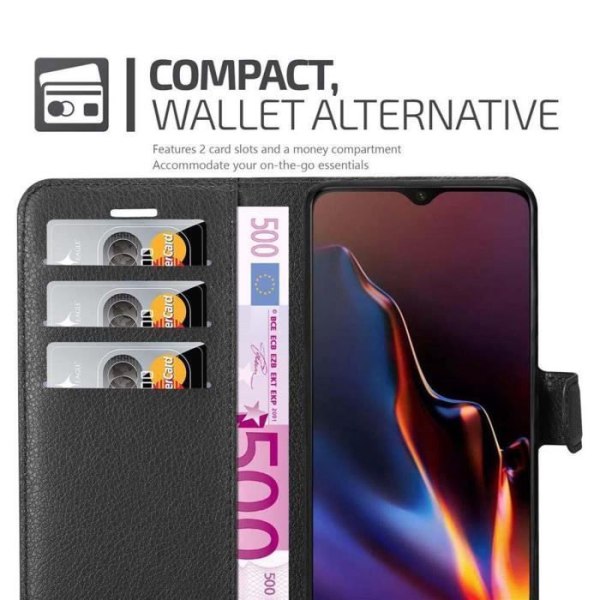 Fodral för OnePlus 7 i JET BLACK Cadorabo Cover Protection Magnetisk stängning Stativfunktion