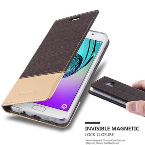 Samsung Galaxy A5 2016 (6) Fodral i ANTRACITGULD från Cadorabo (TYG-LEATHERETTE Design) Helt skyddsfodral med flipskydd