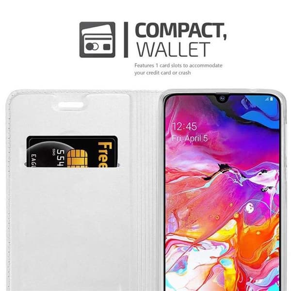 Flipfodral för Samsung Galaxy A70 / A70s Etui i KLASSISK SILVER Plånbok Stötsäker Grå