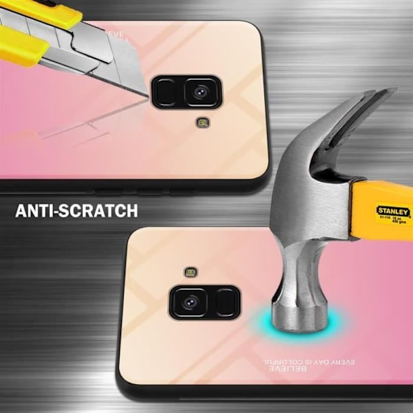 Coque - CADORABO - Samsung Galaxy A8 2018 - Bicolor Gul/Rosa - TPU-skydd - Halkfri Gul, Rosa