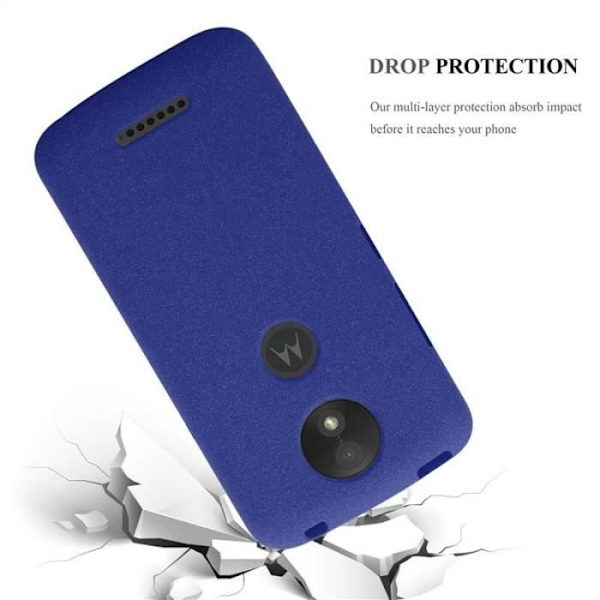 Cadorabo Fodral fungerar med Motorola MOTO C PLUS i FROST DARK BLUE - Stötsäker och reptålig TPU silikonhölje - Ultra Slim