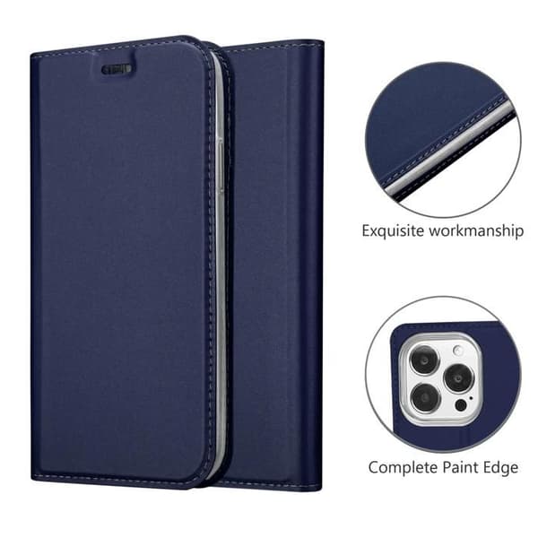 Flipfodral för iPhone 13 Pro Max, Elegant Mörkblå, Stötsäker Plånbok Blå
