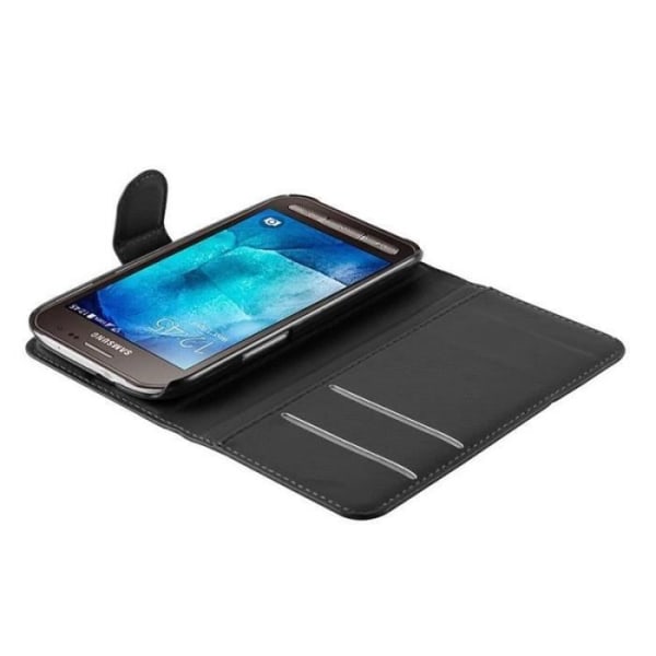 Coque - CADORABO - Samsung Galaxy XCover 3 - Syntetiskt läder Svart - Fodral med Ställ - Magnetiskt skydd