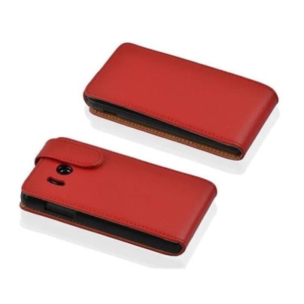 Cadorabo Fodral Huawei ASCEND Y300 DESIGN FLIP Stil Fodral Fodral Fodral konstläder Struktur CHERRY RED