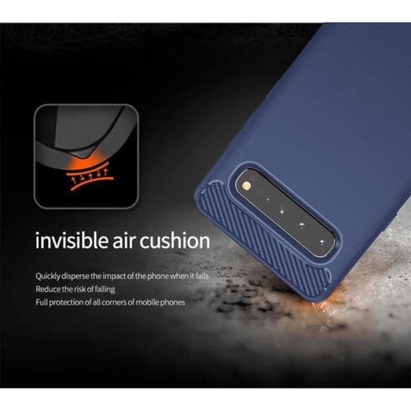 Skyddsfodral för Samsung Galaxy S10 5G BORSTAD BLÅ Kolfiberdesign Blå
