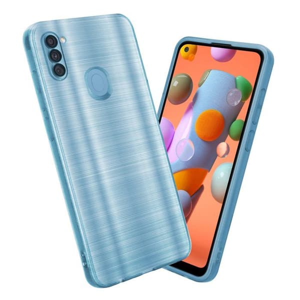 Skyddsfodral för Samsung Galaxy A11 / M11 Borstad Turkos Kameraskydd Blå