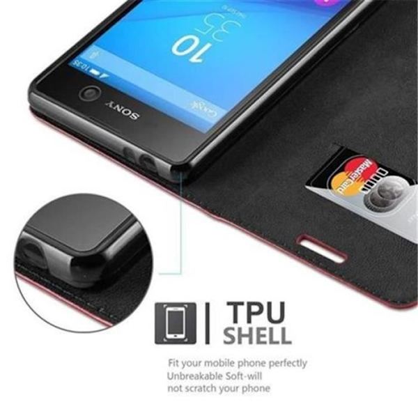 Cadorabo Sony Xperia M5 Fodral APPLE RÖD Osynlig MAGNETISK STÄNGNING Fodral Fodral Stöder stativ och kortplats