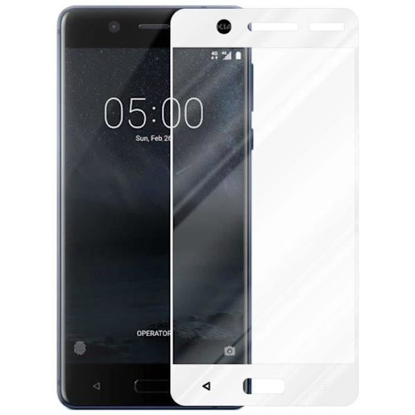 Skyddsfilm - CADORABO - Nokia 5 2017 - Härdat glas - Reptålig - 0,3 mm tjock Vit