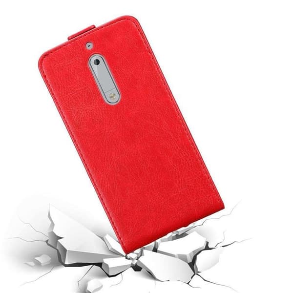 Etui för Nokia 5 2017 Flip-fodral i ÄPPLE RÖD Skydd Röd