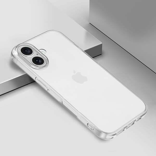 Transparent stötsäker silikonfodral för iPhone 16 Vit