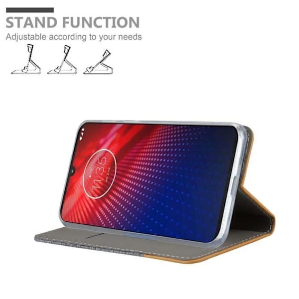 Coque för Motorola MOTO Z4 - CADORABO - Book Style-fodral - Syntetläder - Ljusgrå Brun - Magnetstängning LJUSGRÅ BRUN