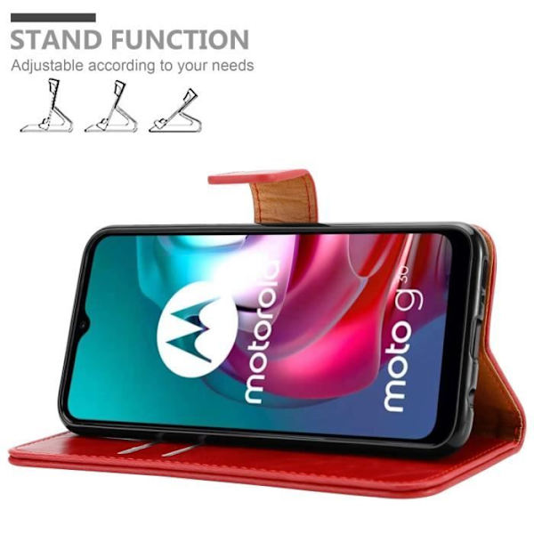 Coque - CADORABO - MOTO G10 / G30 - KIRSBÄR RÖD - Syntetiskt läder - Ställfunktion RÖDA KÖRSBÄR