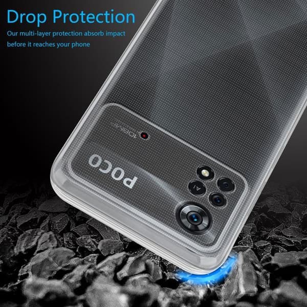 Transparent stötsäker silikonfodral för Xiaomi Poco X4 Pro Vit