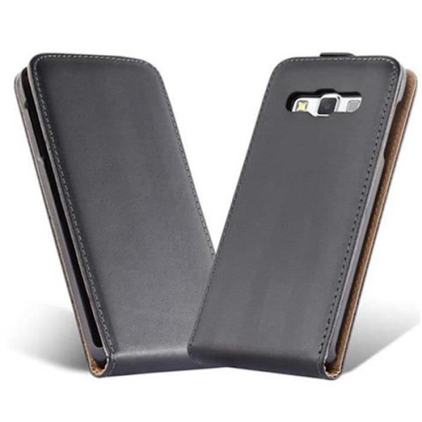 Cadorabo Coque Samsung Galaxy A3 (5) 2015 DESIGN FLIP Stil Fodral Etui Hölster av Syntetiskt Läder Slätt SVART AV JET